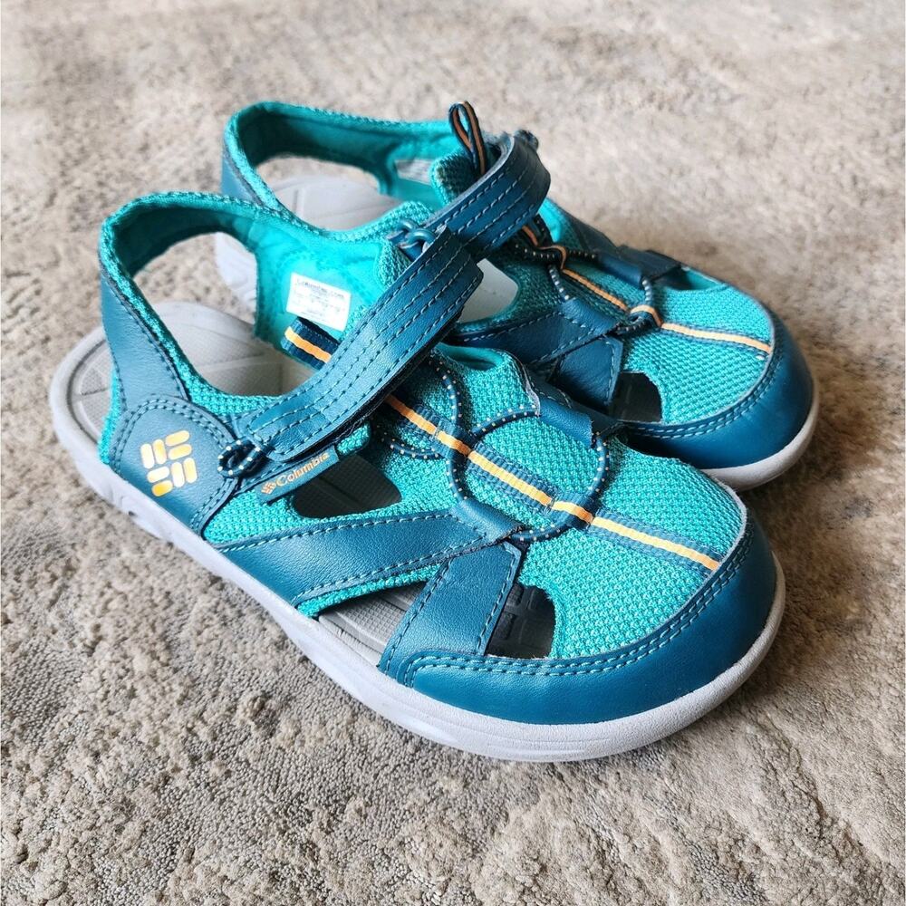 Columbia Kid's Sz 4 Techsun Wave Sandals Teal Blue Closed Toe Boys Girls Shoes